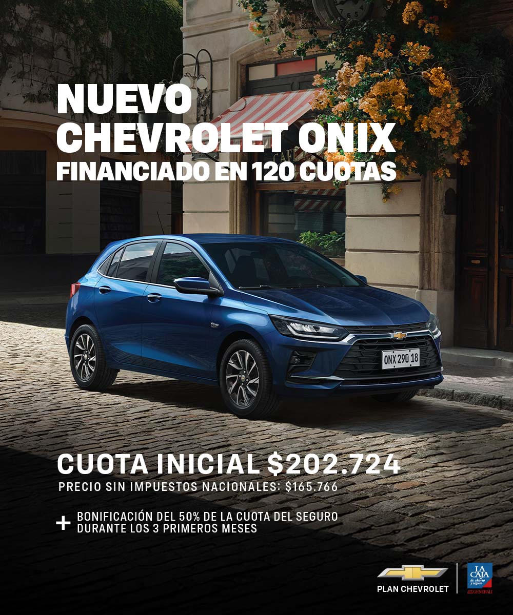 Plan Chevrolet Onix, financiado en 120 cuotas